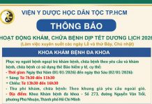 Thông Báo Lịch Khám Chữa Bệnh Dịp Tết Dương Lịch 2026